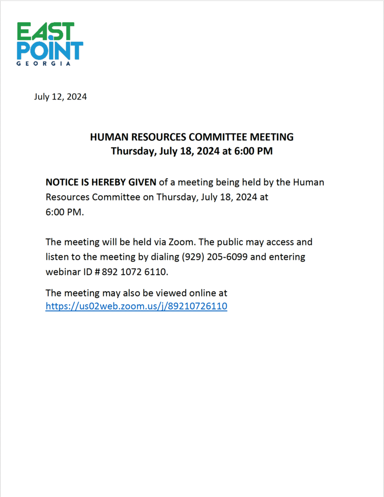 Human Resources Committee Meeting (via ZOOM)